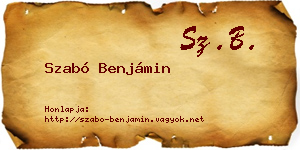 Szabó Benjámin névjegykártya
